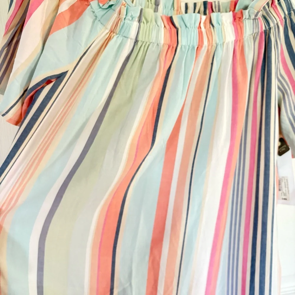 Peyton & Parker Multicolor Striped Off the Shoulder Dress Medium NWT