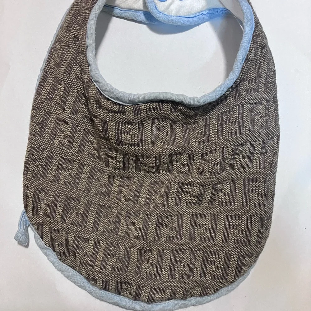 Authentic Fendi Kids Brown Patterned Bib