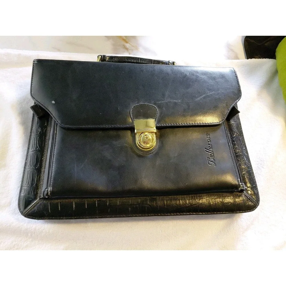 vintage Bellerose Faux Leather briefcase portfolio 80s classic ‎ Missing Strap