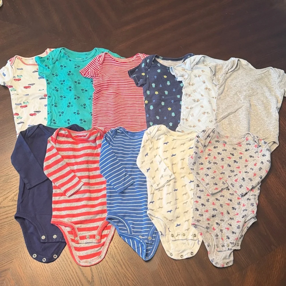 11 Pc Baby Boy Onesie Bundle 3–6M | Carter’s Short & Long Sleeve Set