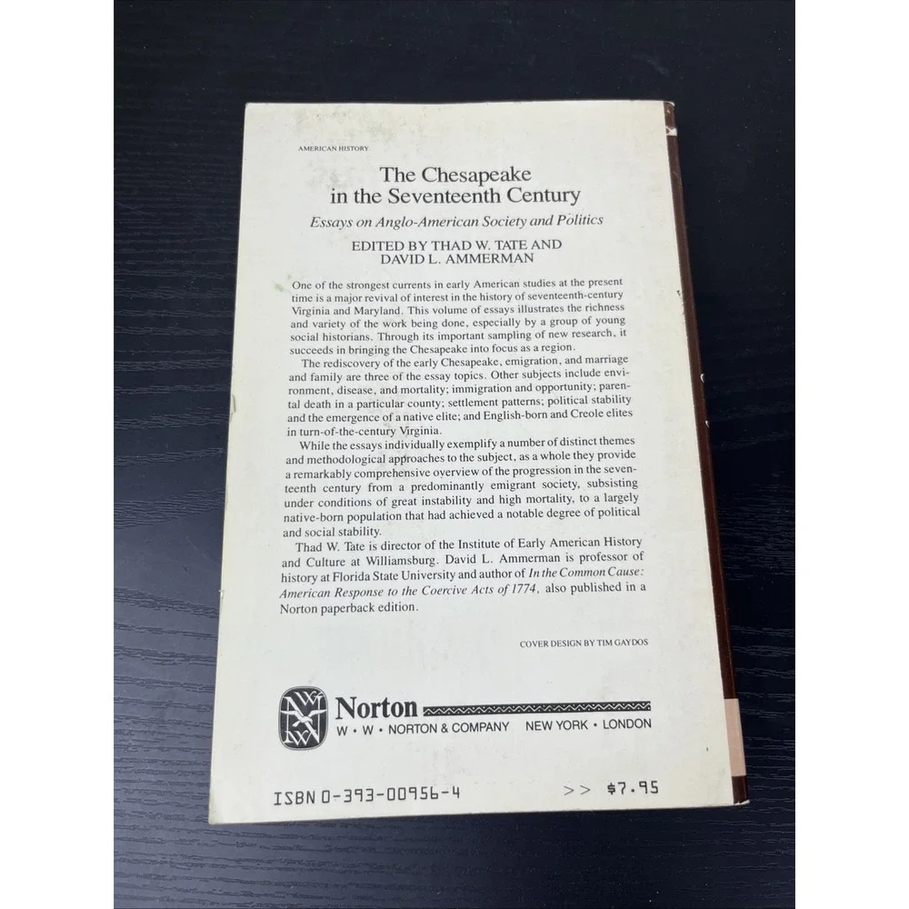Chesapeake in the Seventeenth Century Anglo American Society Politics Paperback