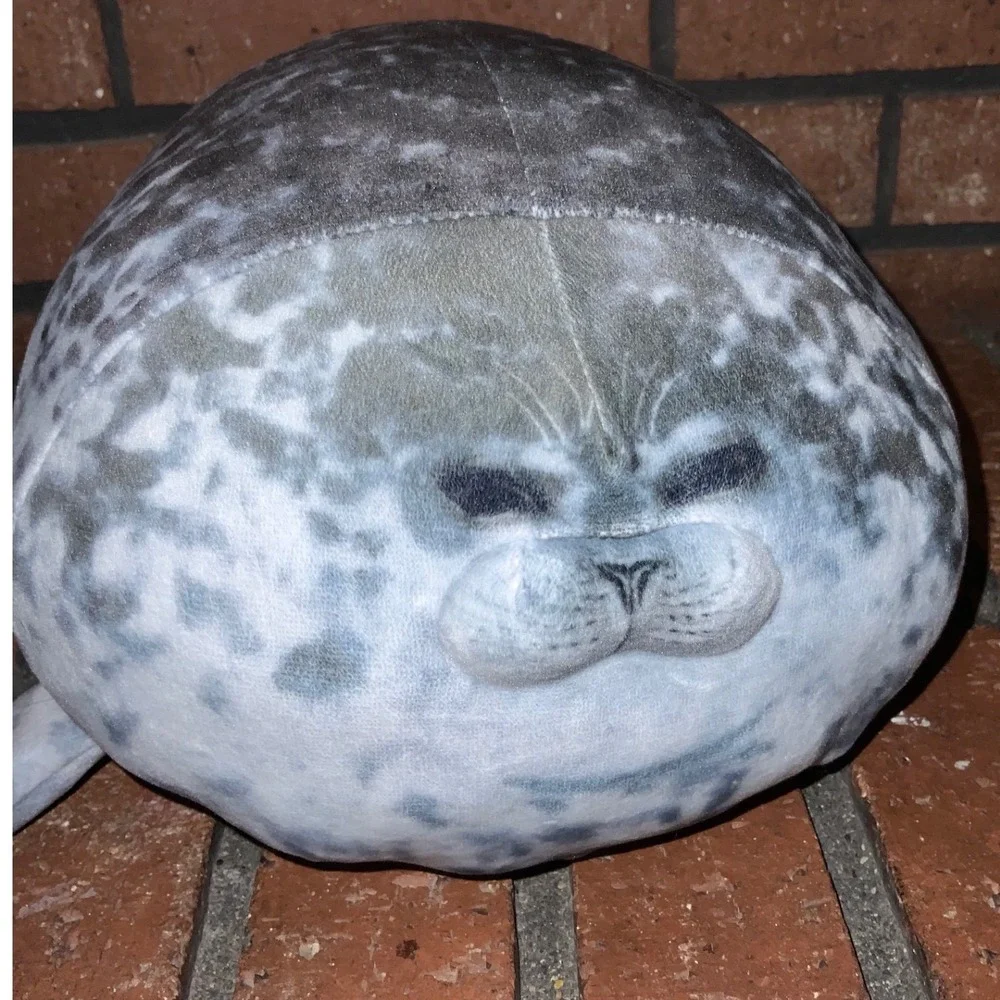 Chubby Blob Seal Plush Pillow Realistic Spotted Gray Harbor Seal Soft Toy 13