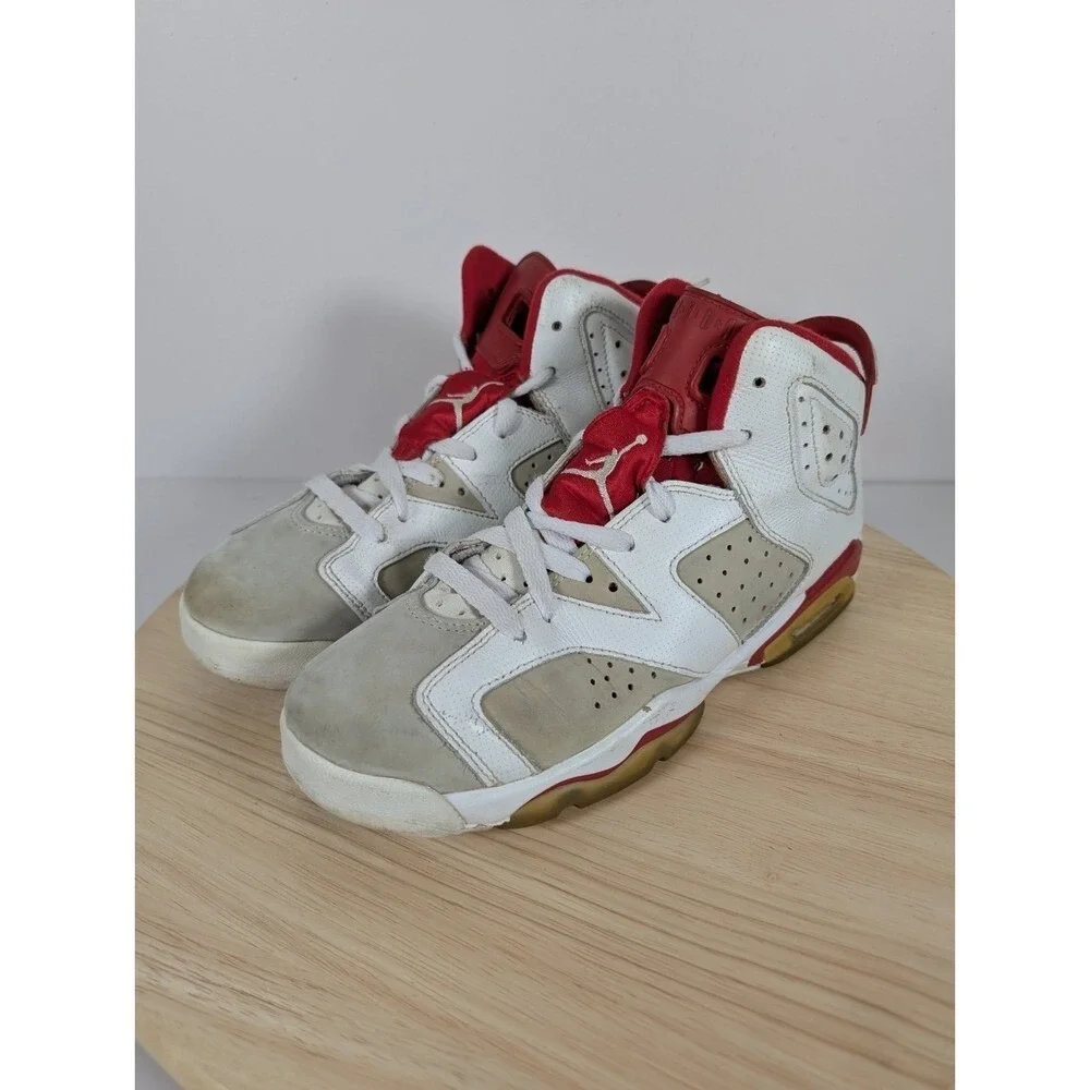 Nike Air Jordan 6 Retro Alternate Hare 6.5Y Youth Womens 8 White Red Sneakers