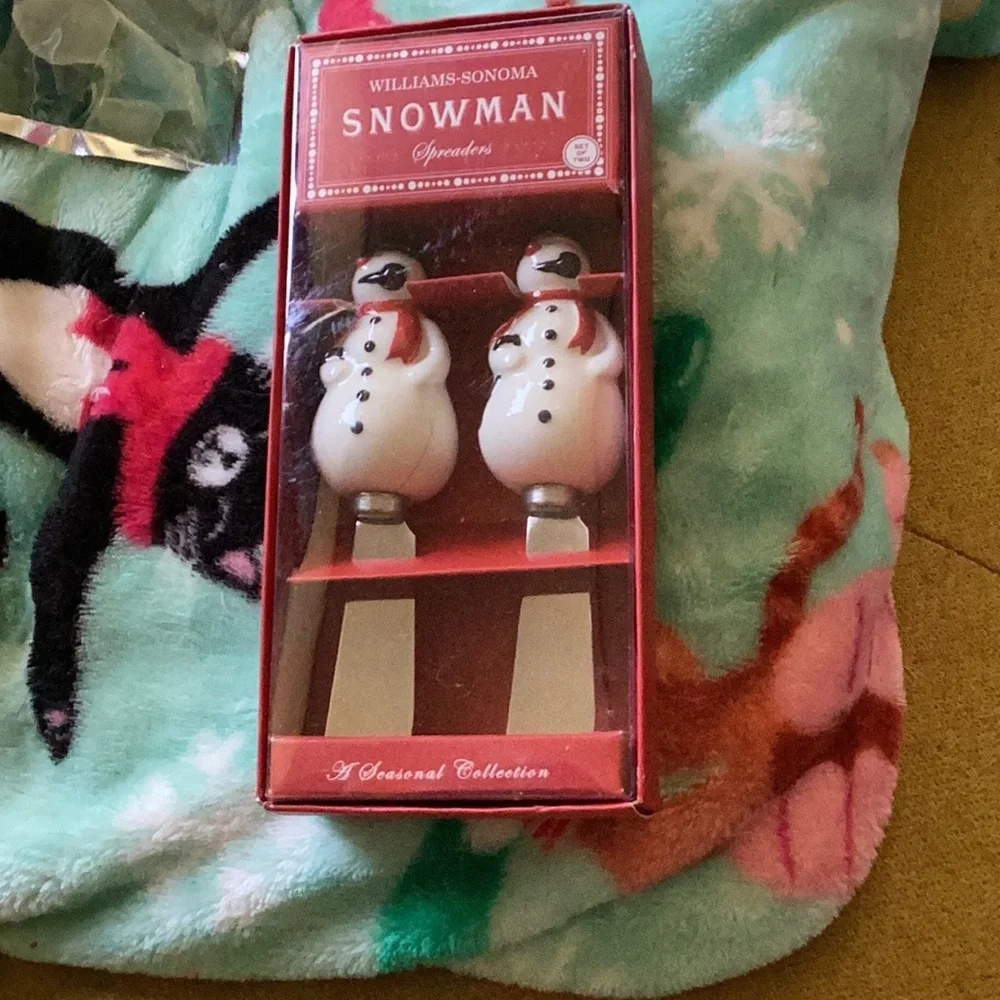 Williams Sonoma Holiday Snowman Knives Spreader