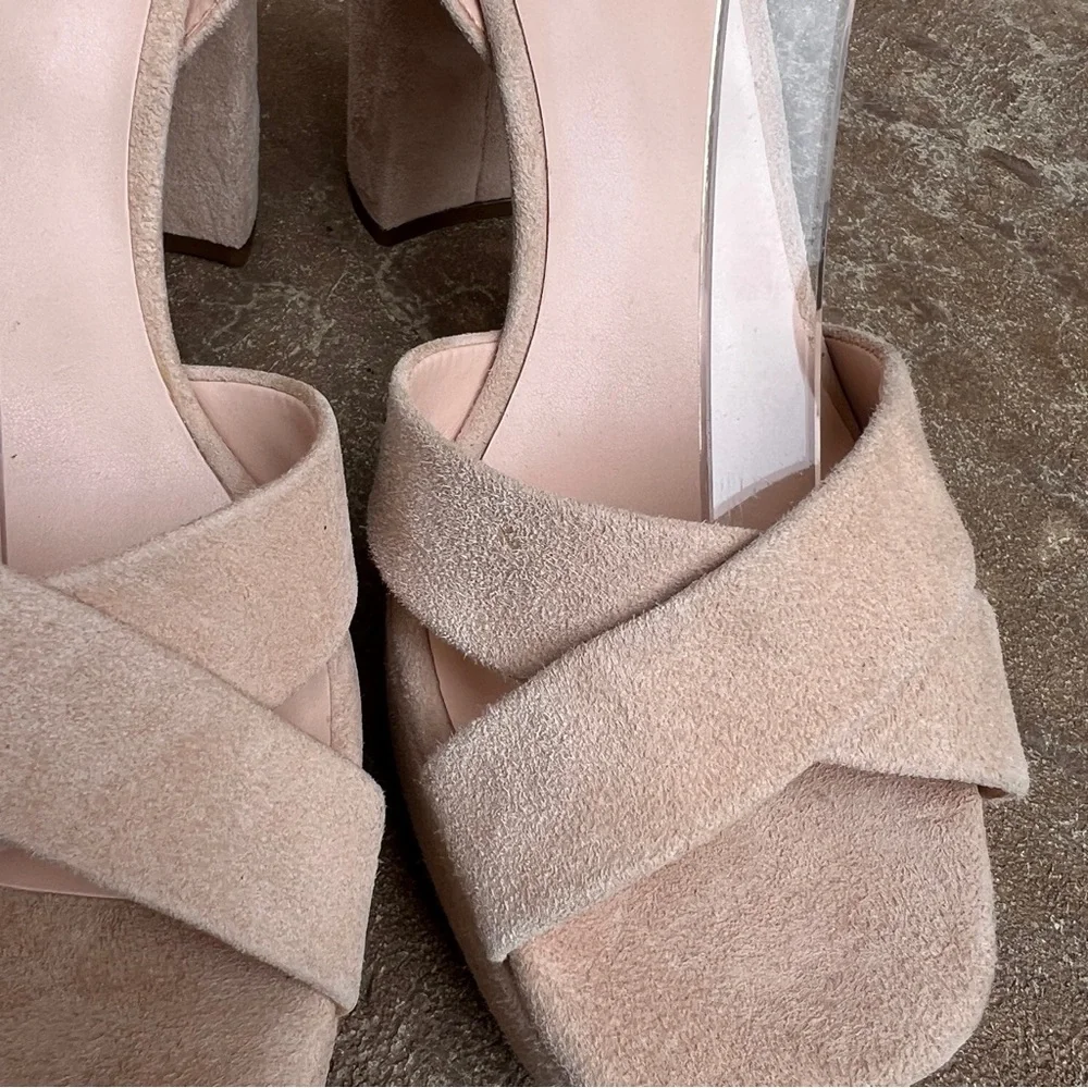 KATE SPADE Delia Platform Sandal Nude Suede  Sz 8.5