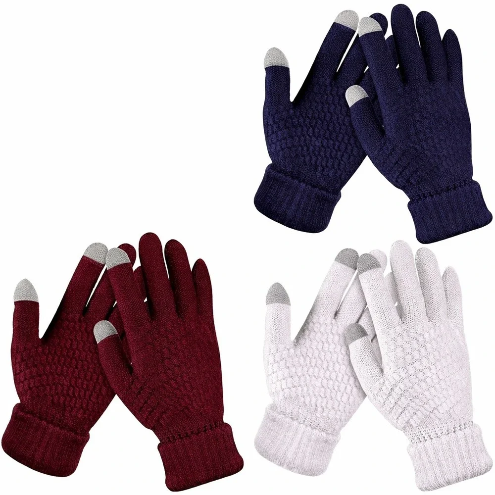 Geyoga 3 Pairs Women's Winter Touch Screen Gloves Warm Fleece Lined Knit Gloves