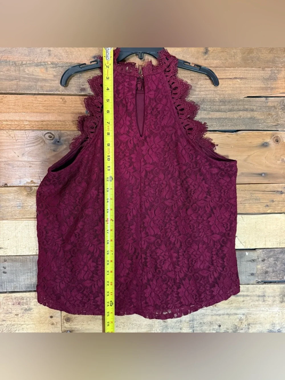 Women’s Burgundy Lace High Neck Blouse Maurice’s Size M
