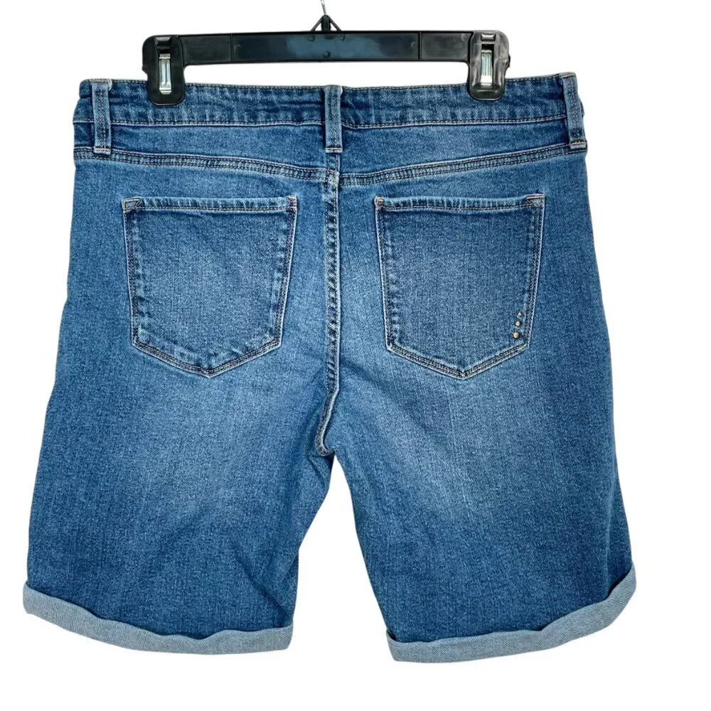 RACHEL Rachel Roy Hi Rise Denim Bermuda Shorts Cuffed Medium Wash Size 10/30