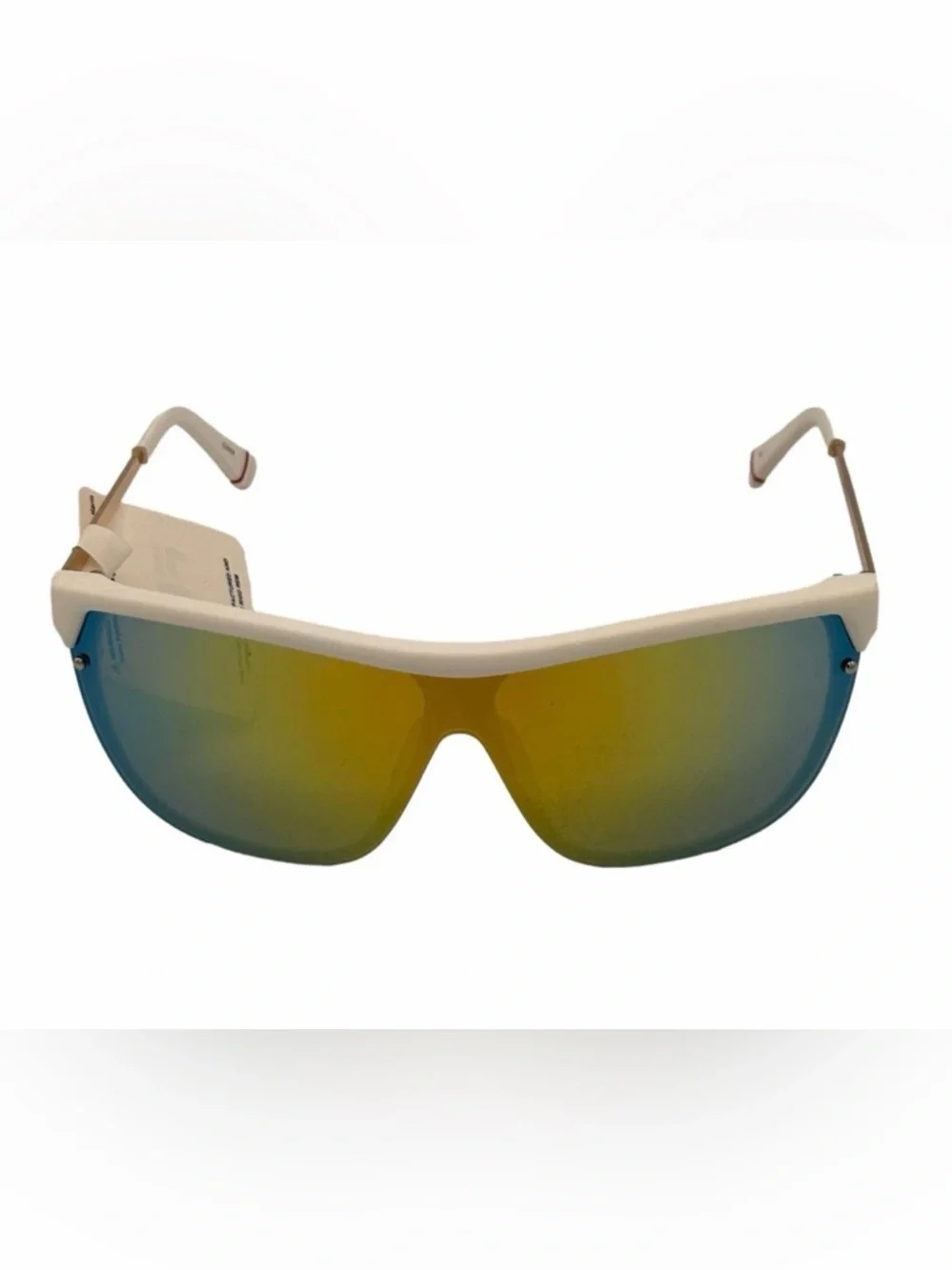 Fila Unisex White Gold Plastic Shield Sunglass , Gold Flash Lens SF9343 6VCA