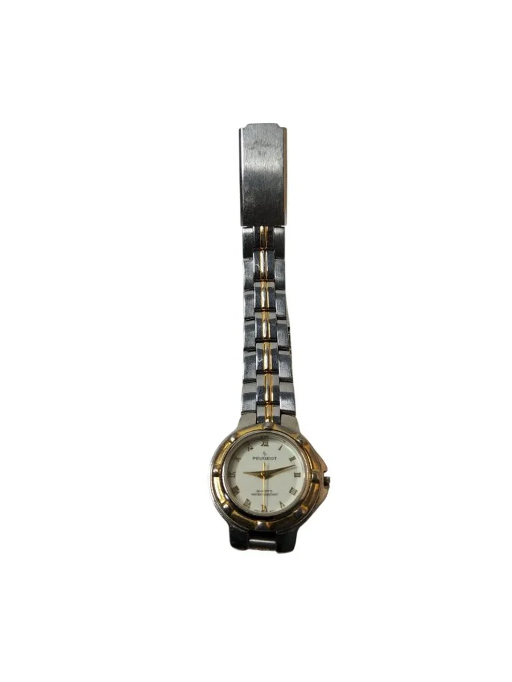 Mens Peugeot 98G99 Silver,Gold Tone Water Resistant 30meters,100ft Hidden Lock