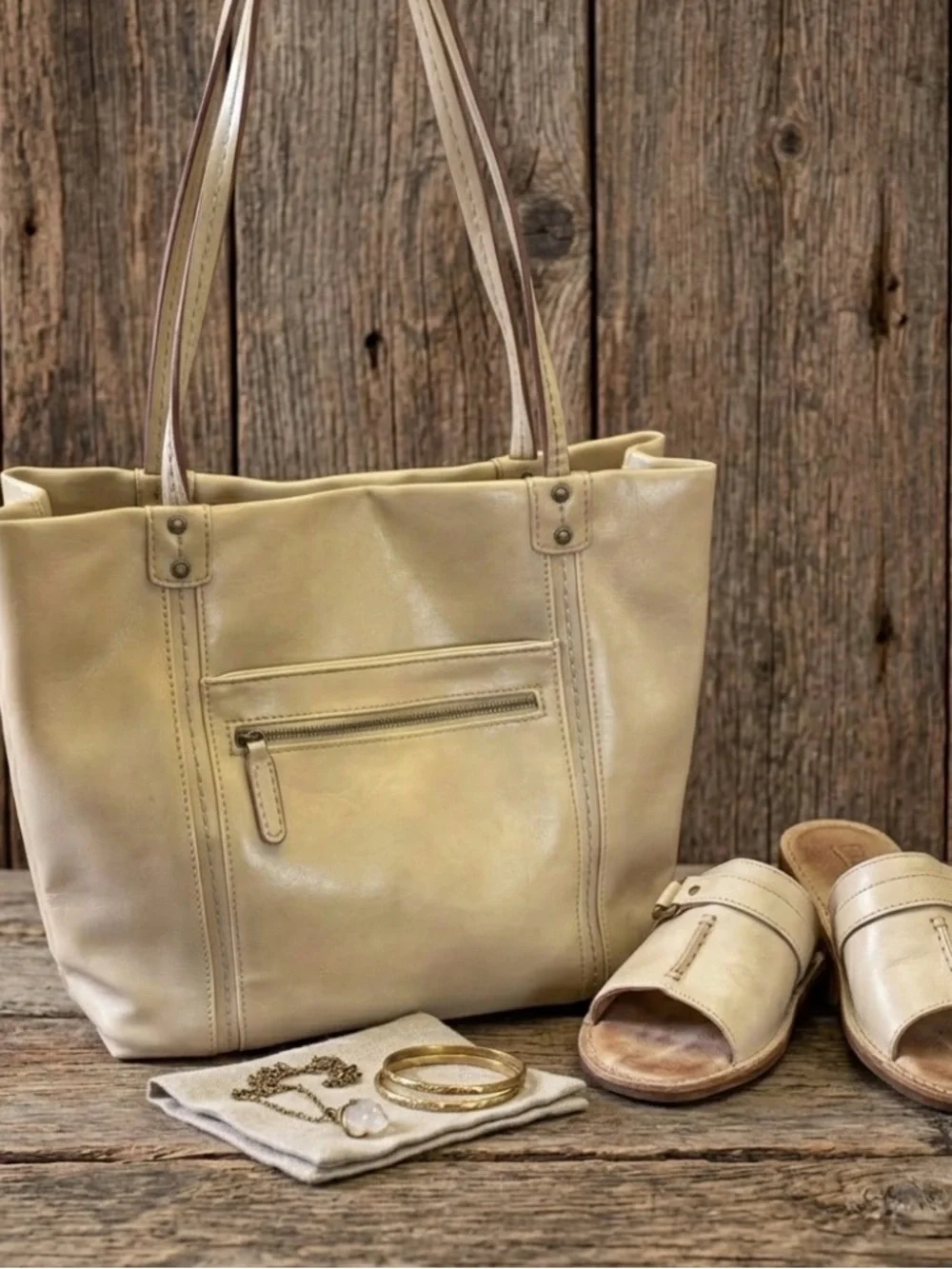 Nine West Cream Tote with Front Zip Pocket