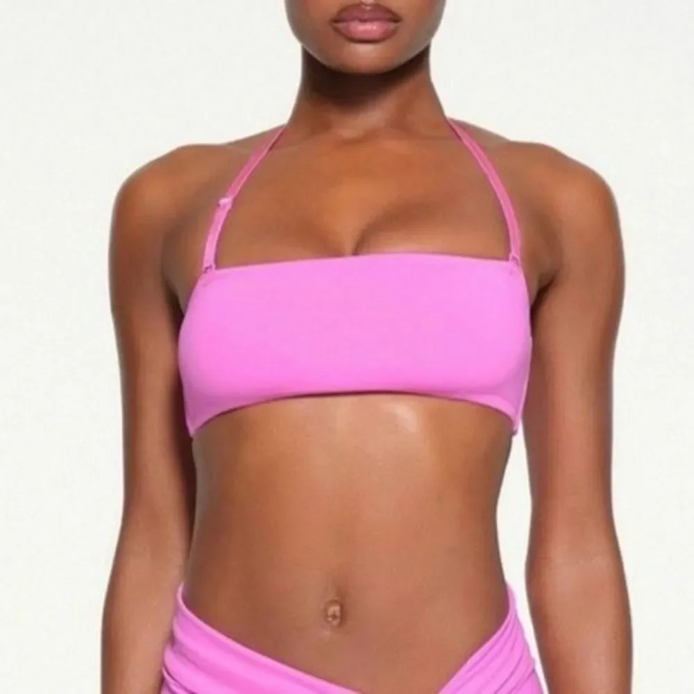 Skims Recycled Swim Bandeau Bikini Top Women Size 4X Pink Taffy NEW