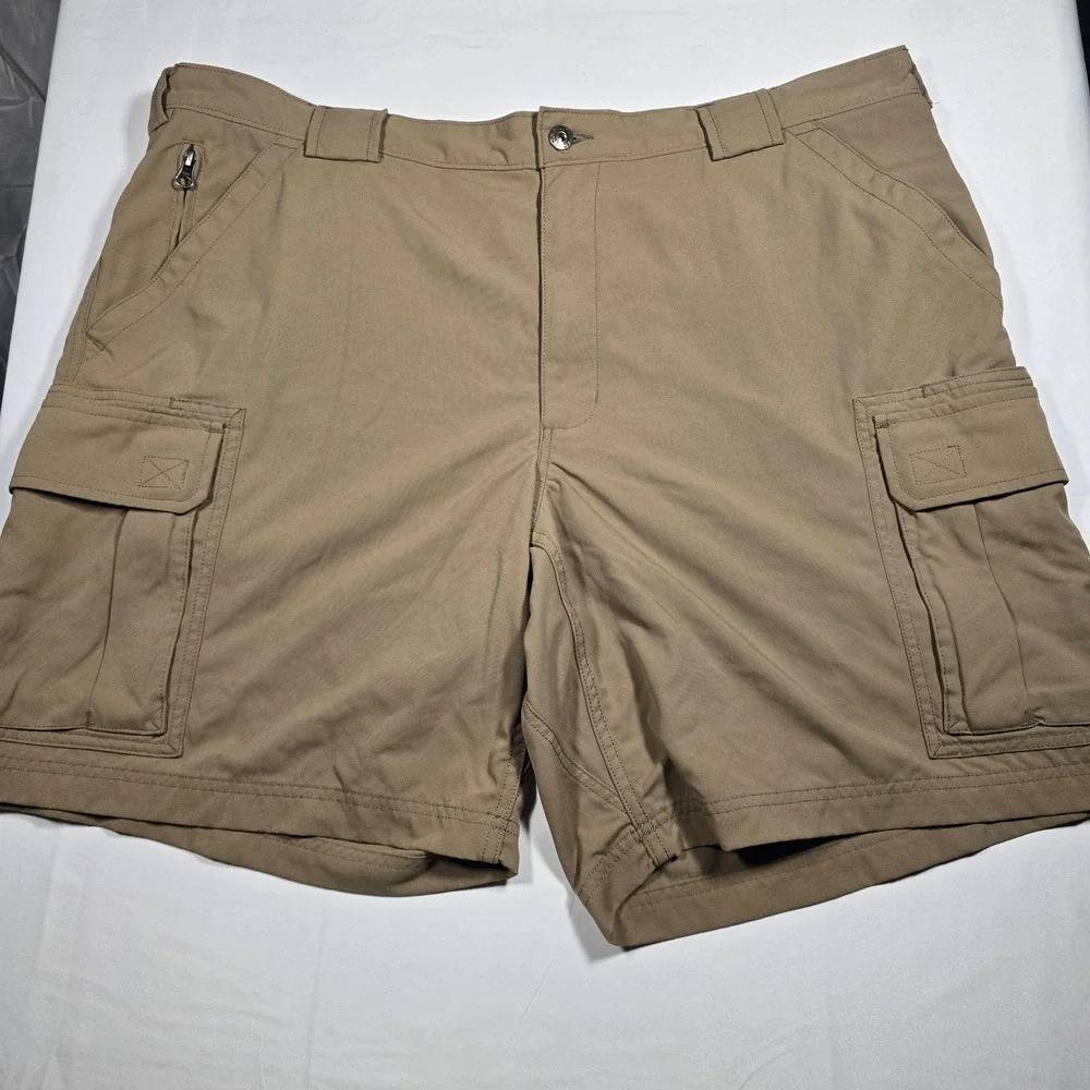 Duluth Mens 2XL Tan Nylon Cargo Shorts Elastic Waist Hiking Work 42W