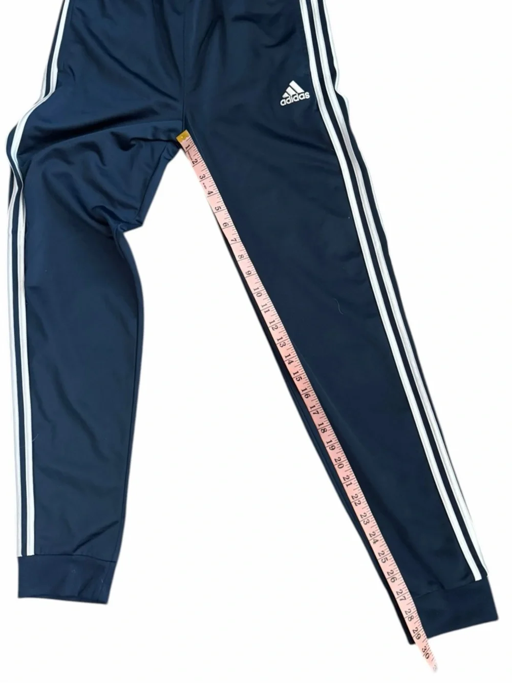 Adidas Navy Blue Tricot Youth Track Pants with White Stripes YL 14/16