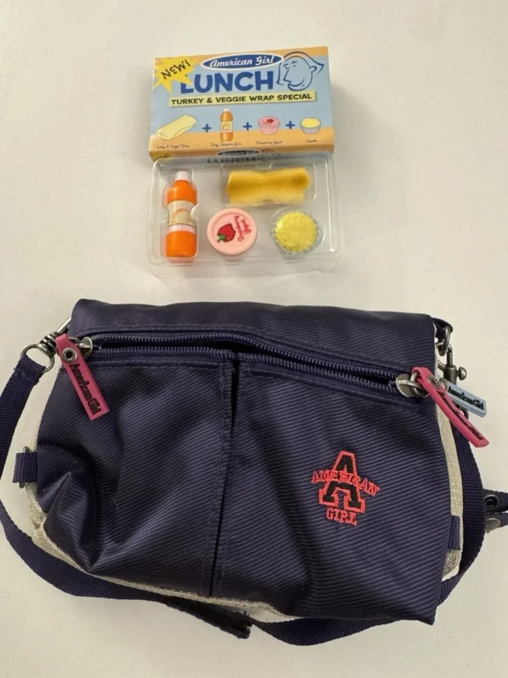 American Girl Doll Today Pleasant Company Reversibe School Bag & Lunch Set X2