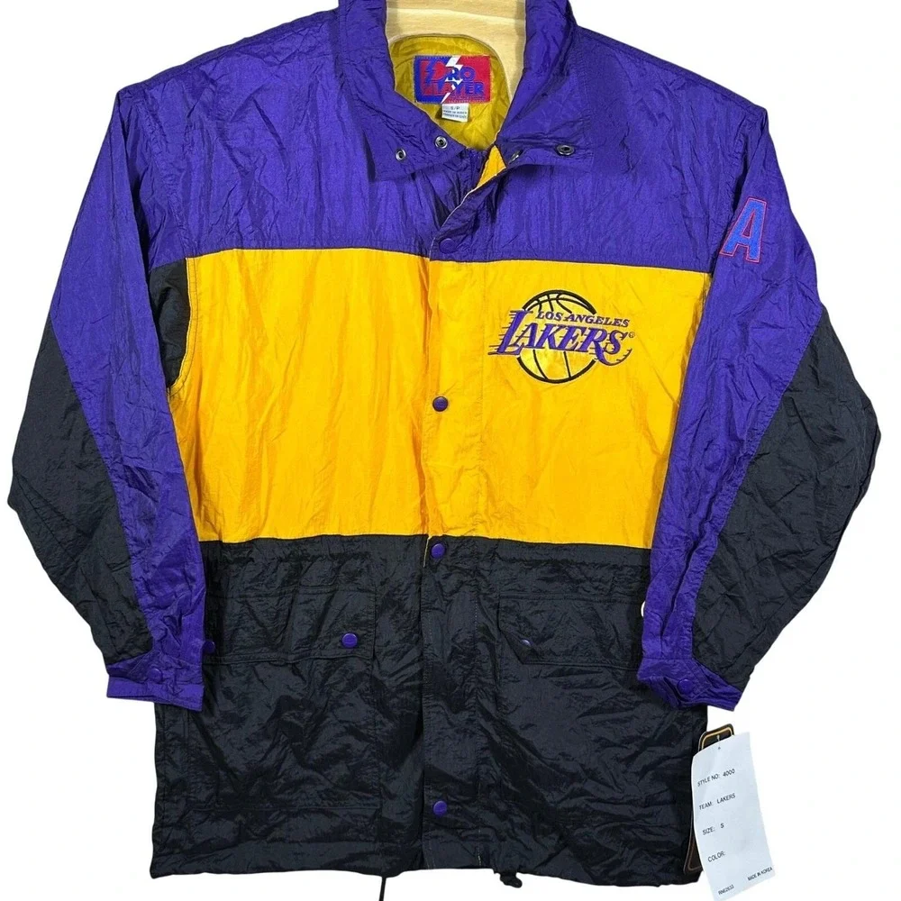 VINTAGE Pro Player Los Angeles Lakers Windbreaker Jacket‎ Mens S Purple NEW