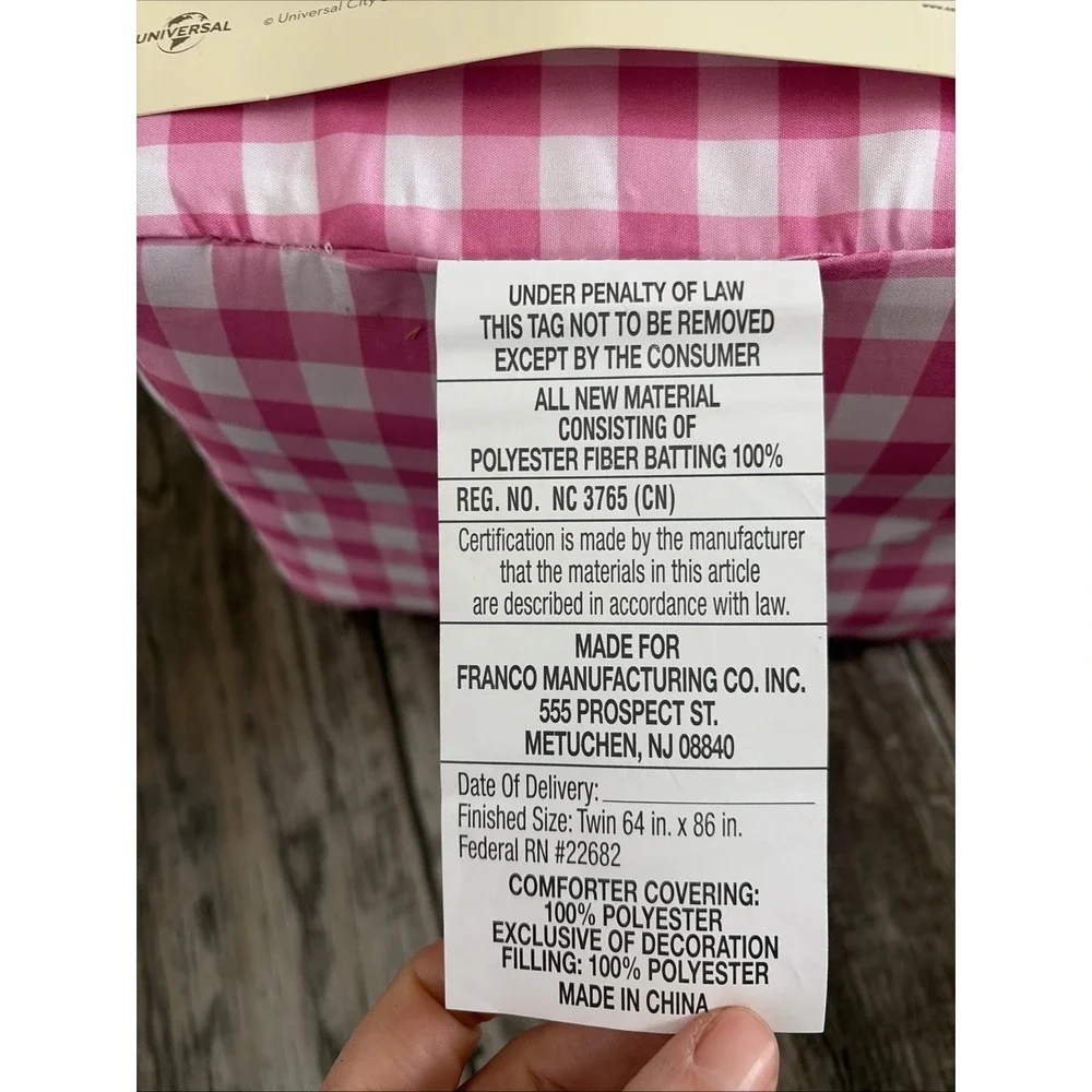Wicked: For‎ Good x Katie Kime Twin Comforter Pink Plaid Ruffle