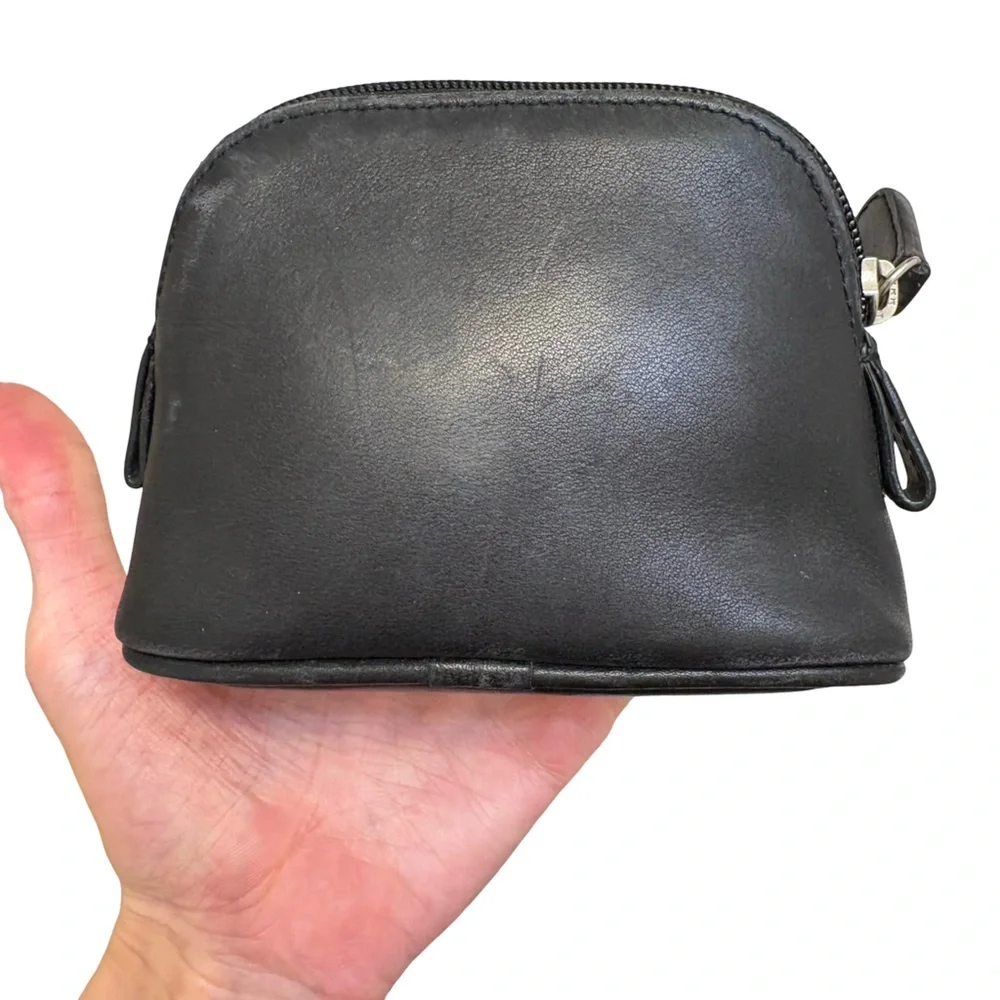 Coach vintage Black Leather Cosmetic Bag nickel