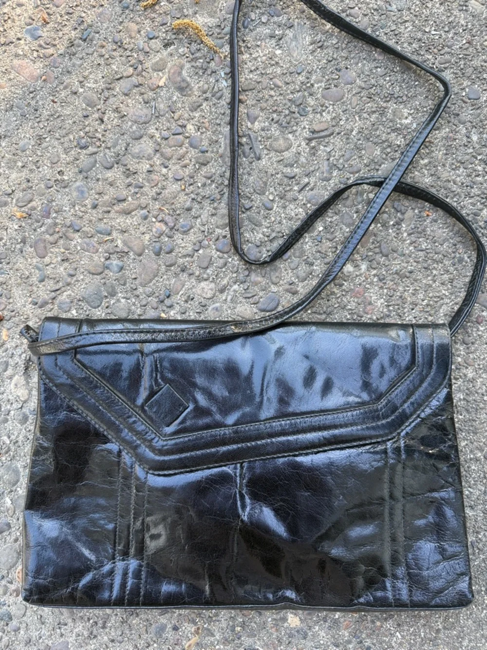 Vintage Barbara Bolan Black Patent leather Crossbody Clutch
