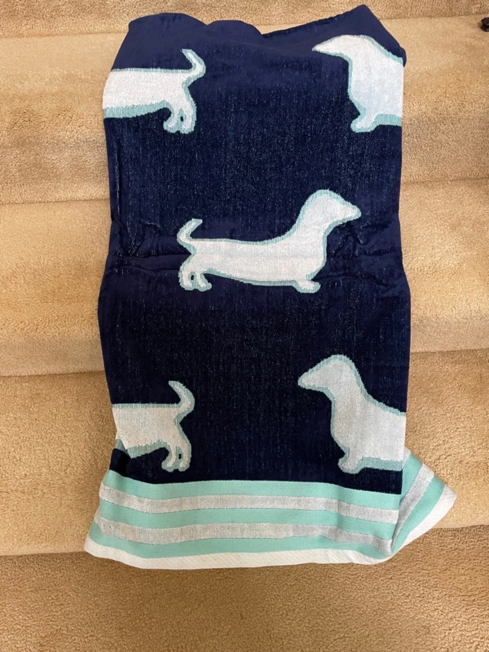Navy Blue Dachshund oversized, beach towel