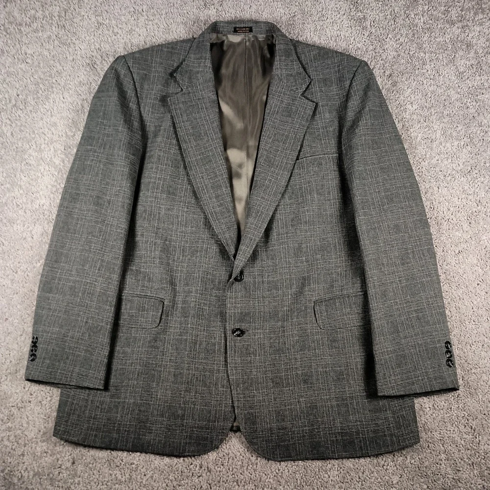 Vintage 70s/80s John Blair 48L 42x34 Glen Plaid Suit - 2 Piece Gray Retro Suit