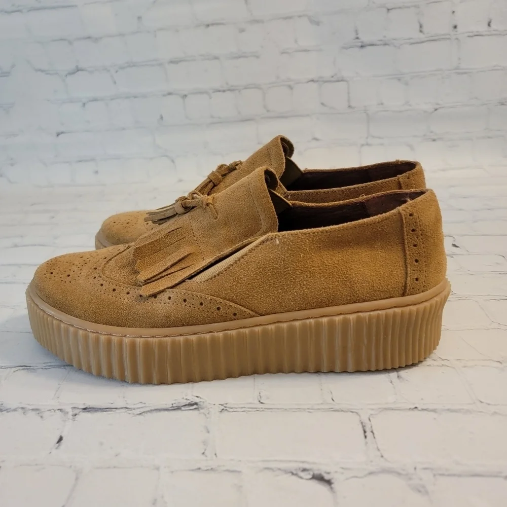 Oxigeno Slip On Suede Chunky Tassle Shoes Size 39