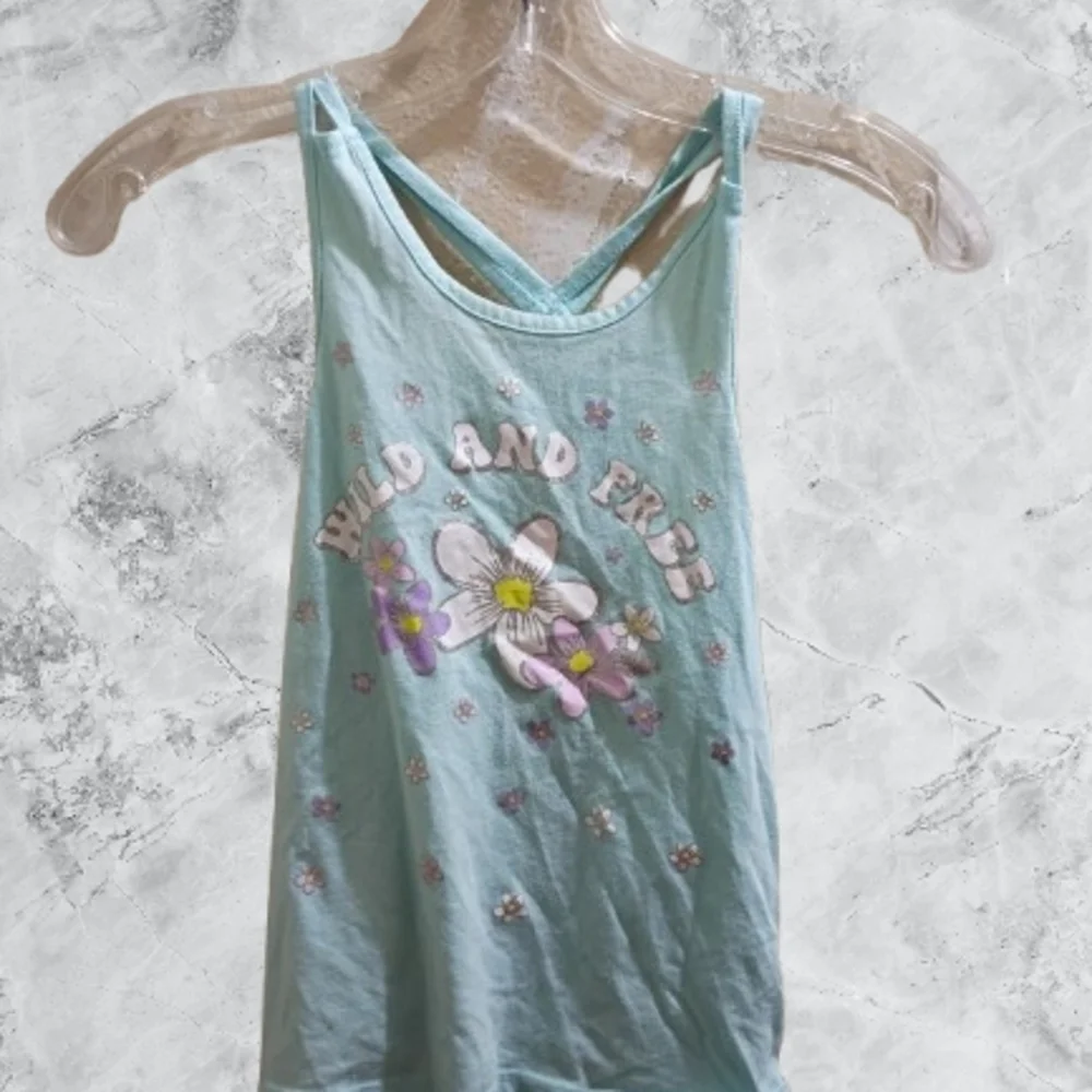 💥 4 For $15 The Children's Place Floral 'Wild And Free ' Blue Racer back Tank