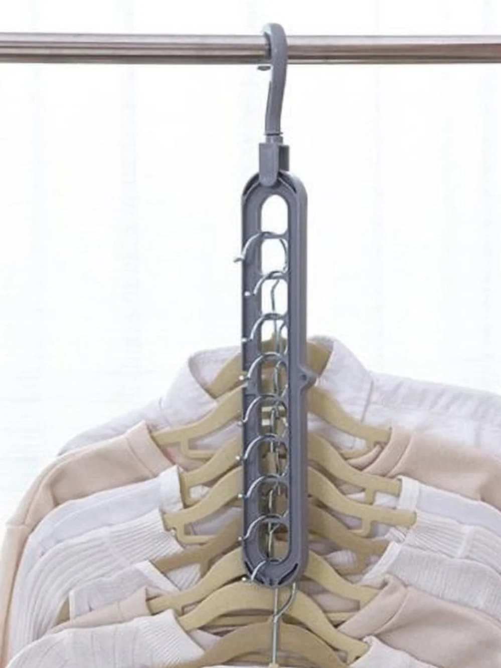 Space-Saving Hangers for Vertical or Horizontal Use Gray - Ten Pack