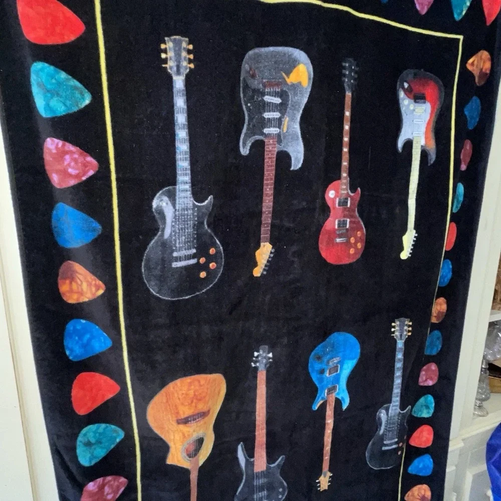 2 Hard Rock Casino Guitar Music Artsy Beach Towels Atlantic City Las Vegas 36x66