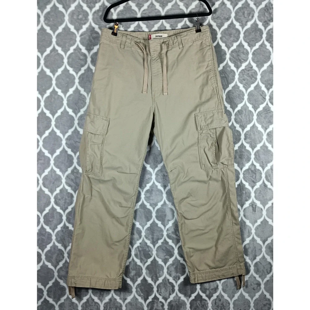 Levis Fatigue Cargo Pants Mens 33x30 Beige Cotton Relaxed Fit Canvas Rugged