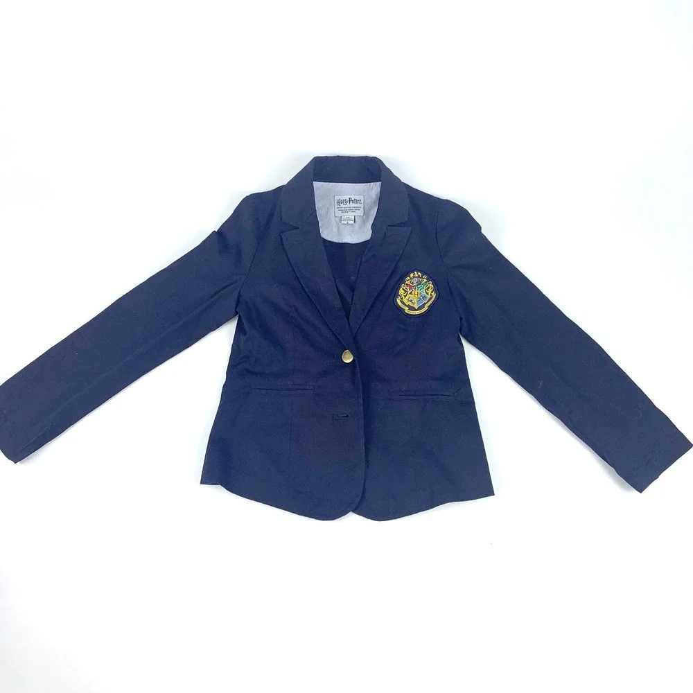 Harry Potter Hogwarts Blazer Girls Sz M 7/8 Navy Brass Color Buttons Costume Dre