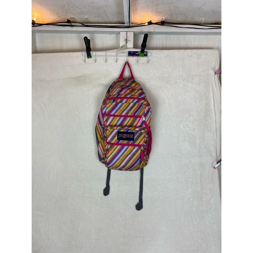 JanSport Big Student Backpack Multi-Color Diagonal Woven Stripe