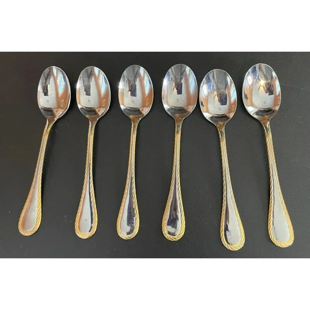 Cambridge Carlyle‎ Gold Accents Rope Stainless Tablespoons Set Of 6