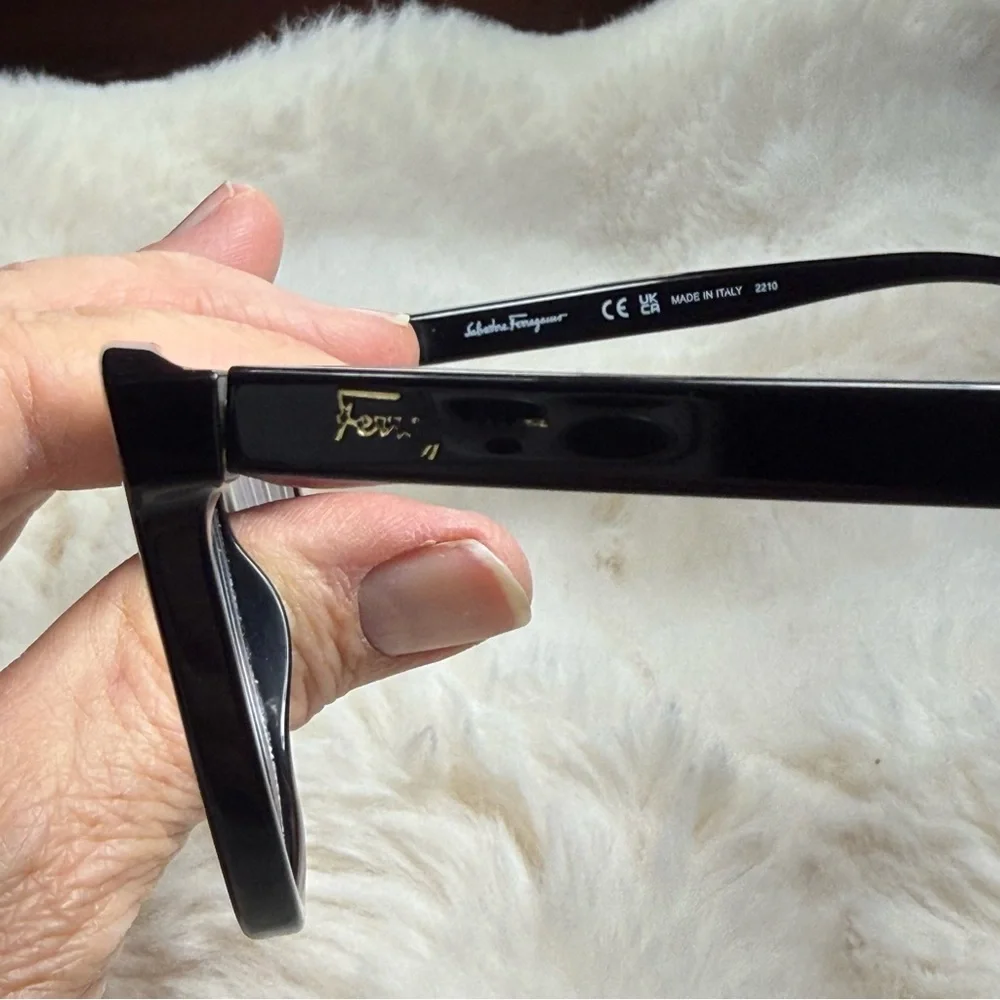 Salvatore Ferragamo Black Optical Eyeglass Frames Made in Italy