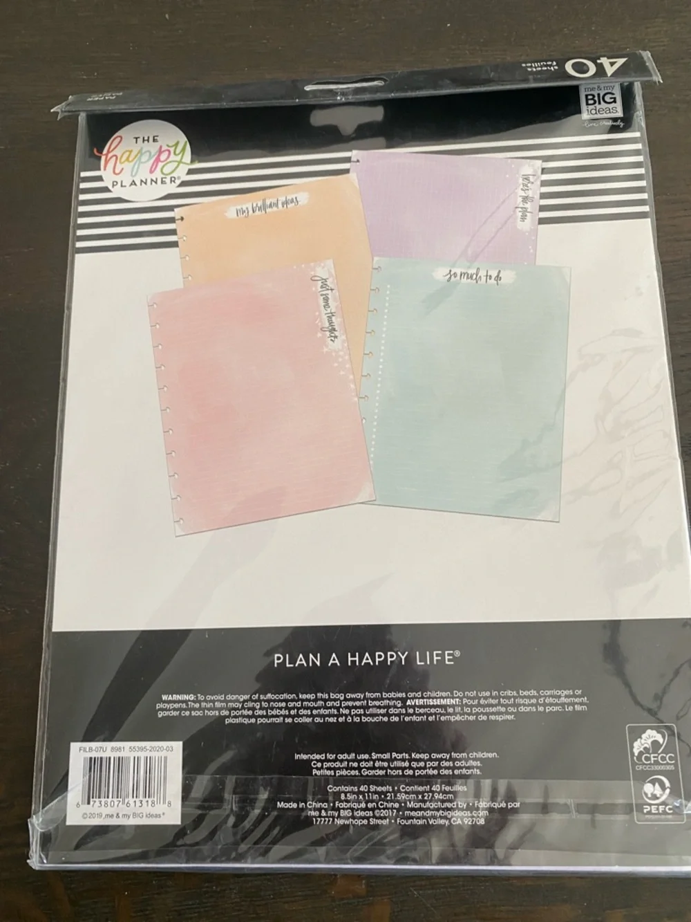 The Happy Planner pack lined