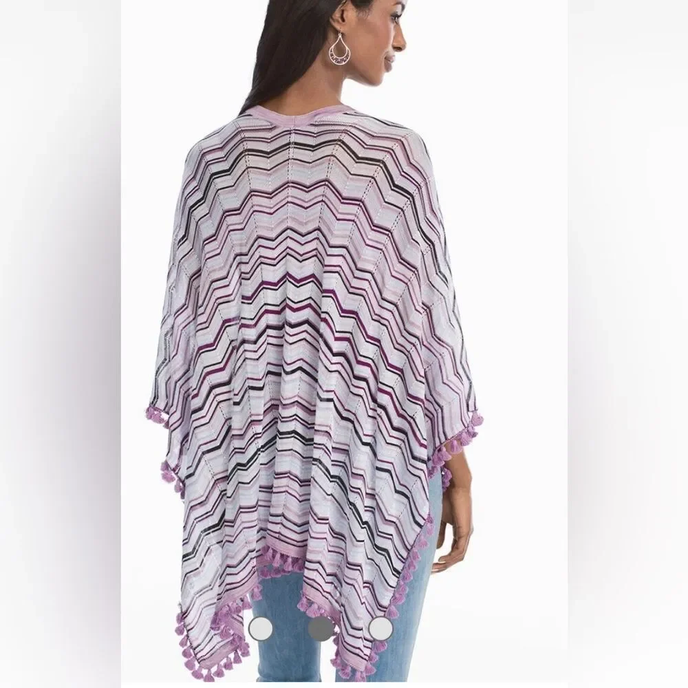 White House Black Market cardigan pom tassels