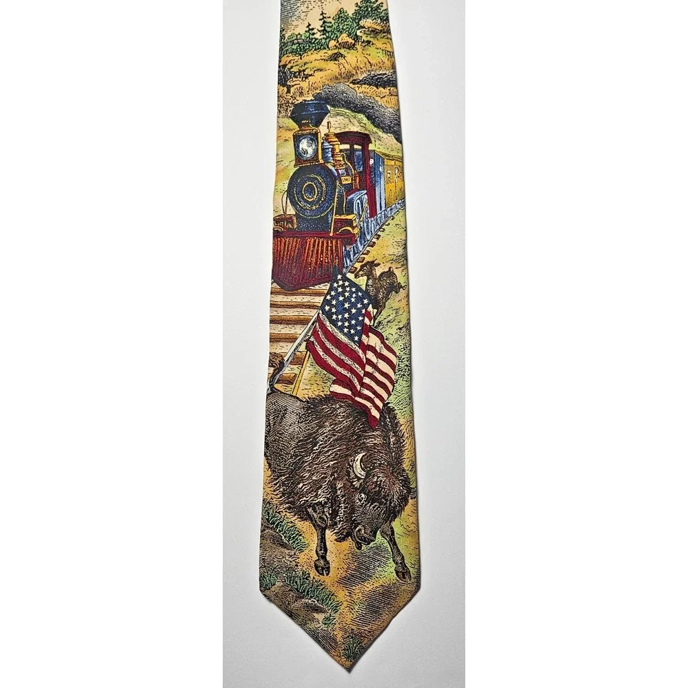 Tango by Marc Raab Americana Union Pacific Blazing Westward 1889 Tie Vintage