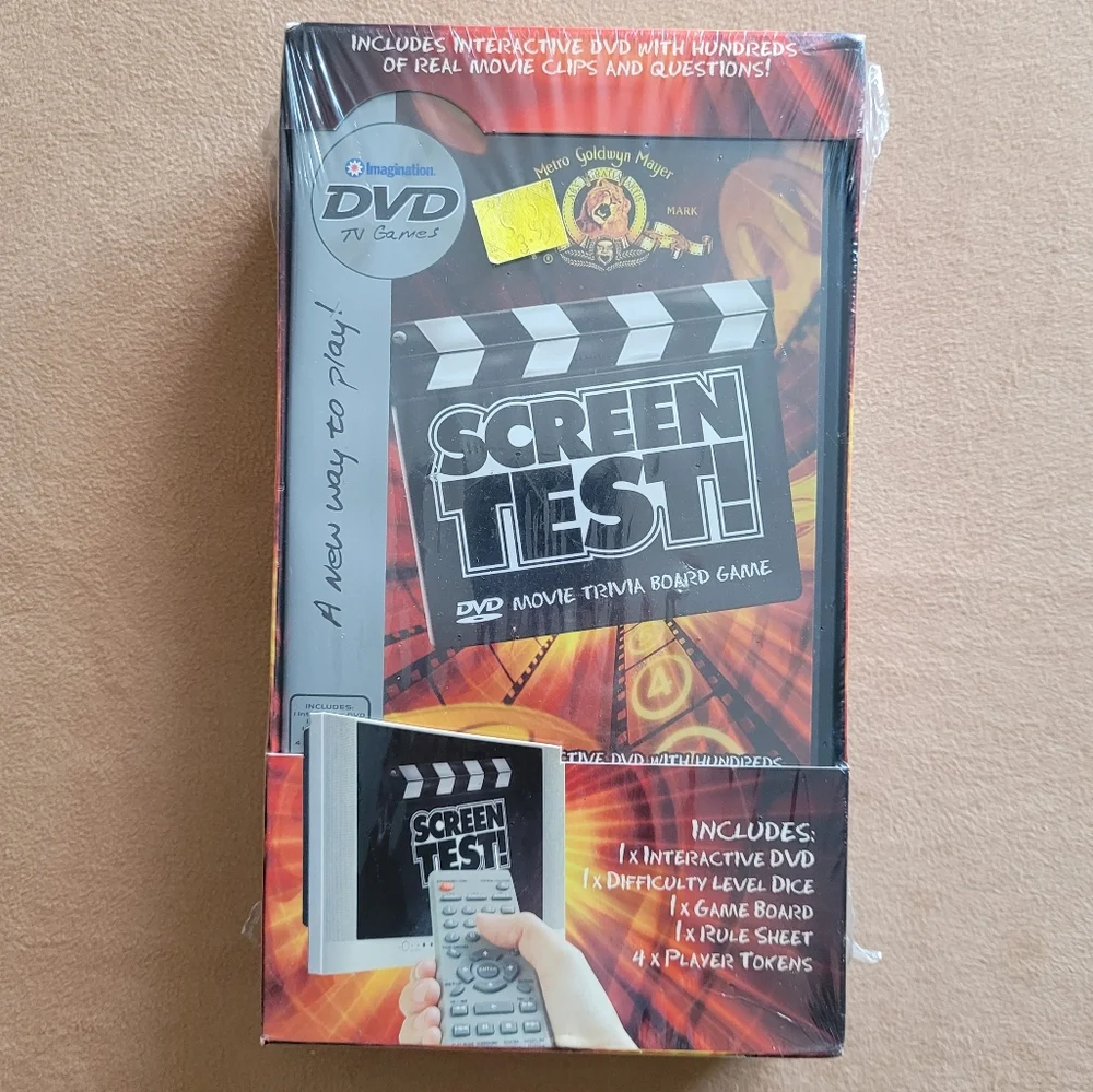 Vintage MGM Screen Test!  DVD TV Movie Trivia Board Game 2004 New Sealed Box Y2K