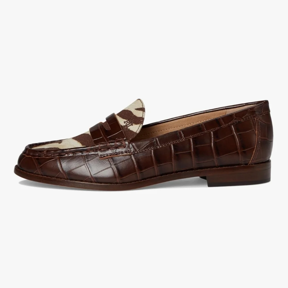 Lauren Ralph Lauren Wynnie Zebra Brown Animal Print Loafers Size 6B NWT Preppy