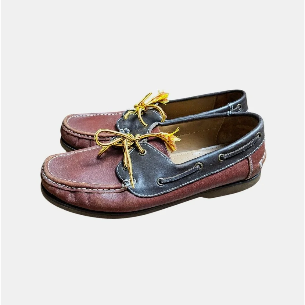 Samuel Windsor Deck Boat Shoes Mens Two Tone Black Burgundy Leather‎ Size 10