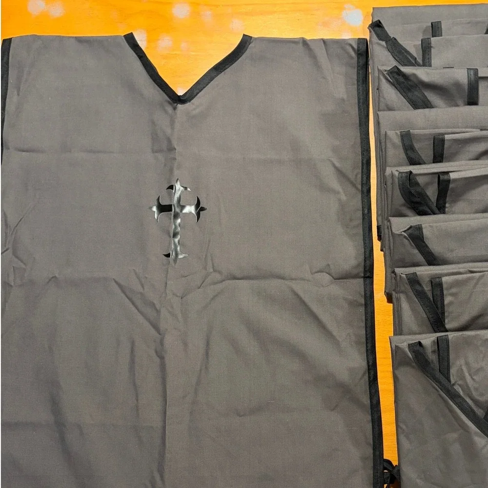 Handmade Kids Crusader Knight Costume Tunic Lot of 10 Gray Medieval Cross Party