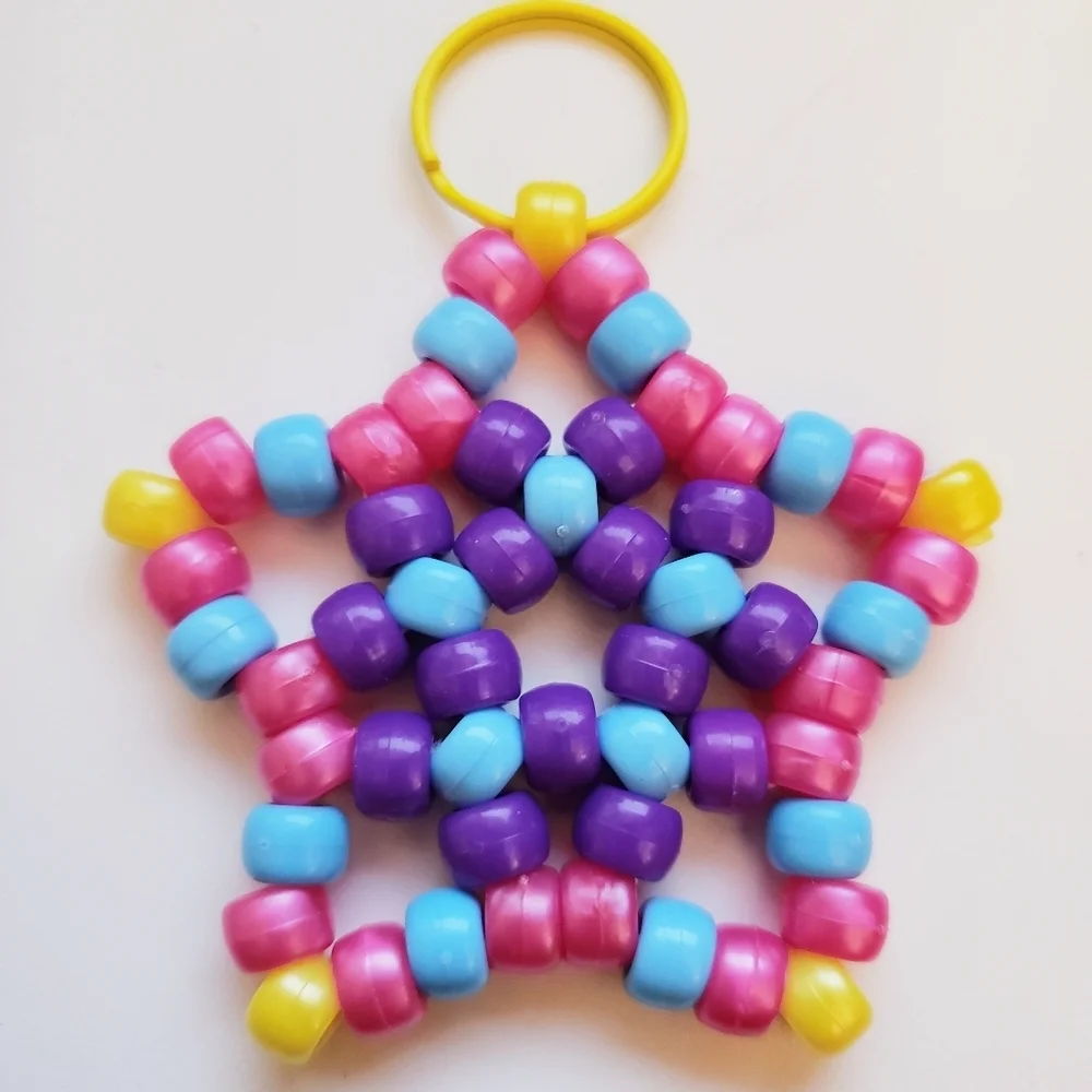 Handmade Turquoise Purple Metallic Pink Yellow Stretchy Kandi Star Keychain