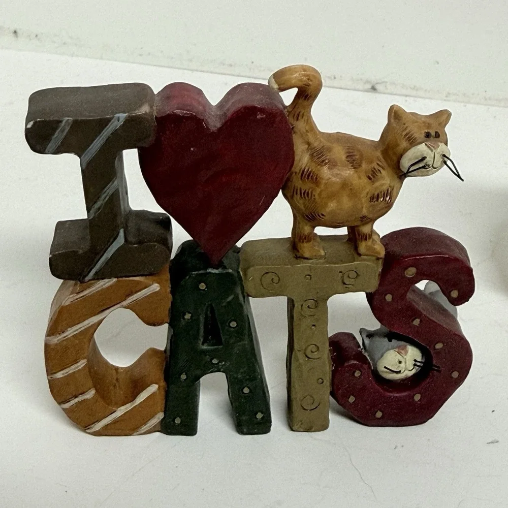 Lot Of 3 Cat Figurines Includes Suzi Skoglund I Love Cats Resin Figure