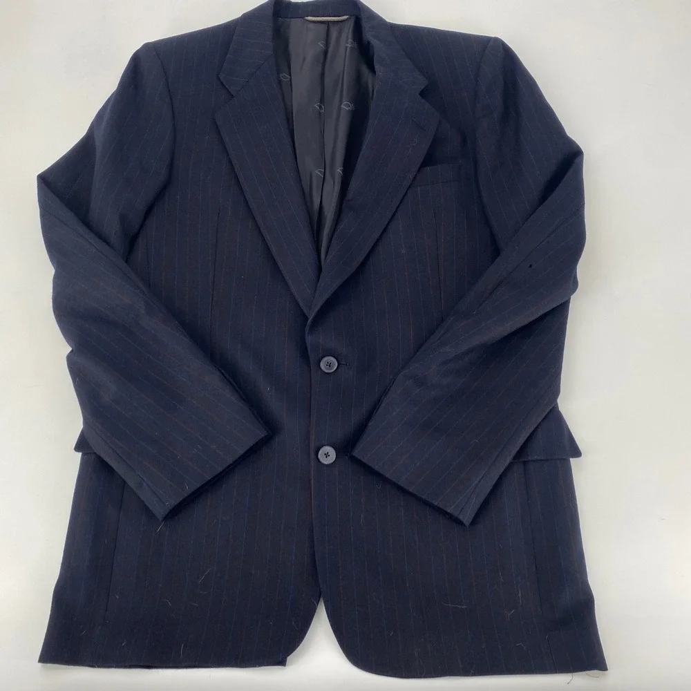 Christian Dior Monsieur Pinstripe Blazer Mens Suit Jacket Navy Blue‎ Red Stripe