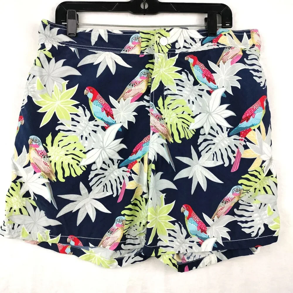 Vilebrequin Swim Suit Trunks Men XXL Hawaiian Board Shorts Floral Tropical Birds