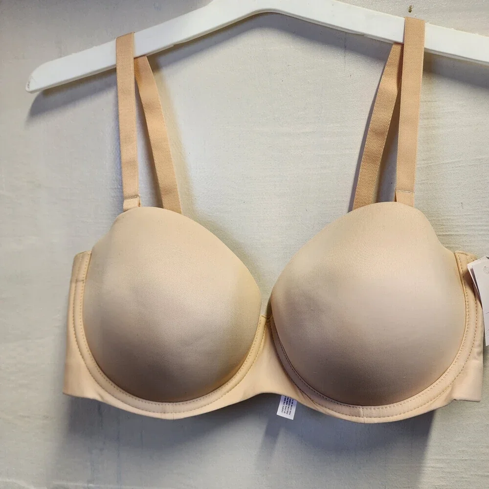 New Auden Women's Beige Underwire Lightly Line Bra Adjustable Straps Size 38DD