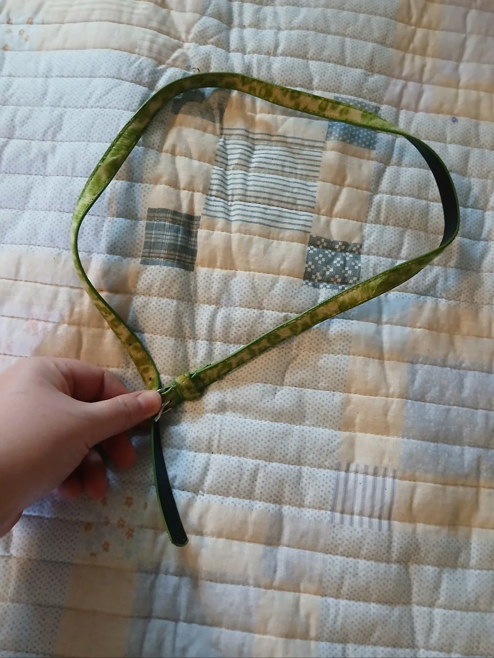 Green Velvet Skinny Belt