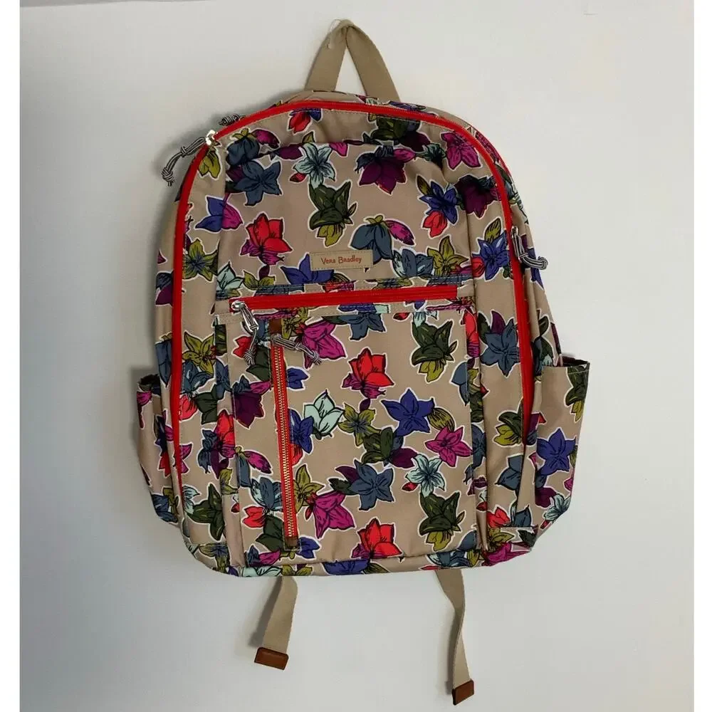 Vera Bradley Lighten Up Small Backpack in the Falling Flowers Neutral pattern‎