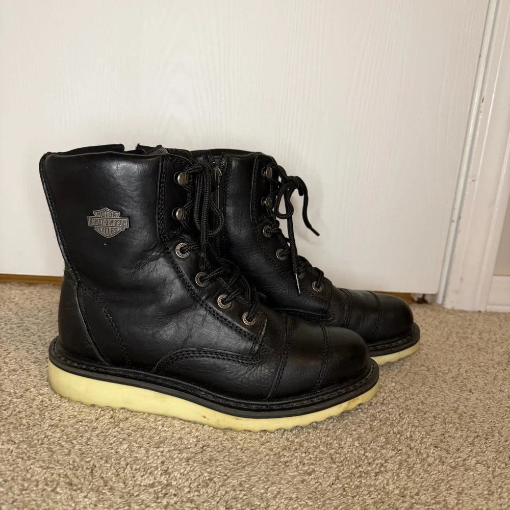 Harley-Davidson Marconi Black Leather Lace-Up Motorcycle Boots