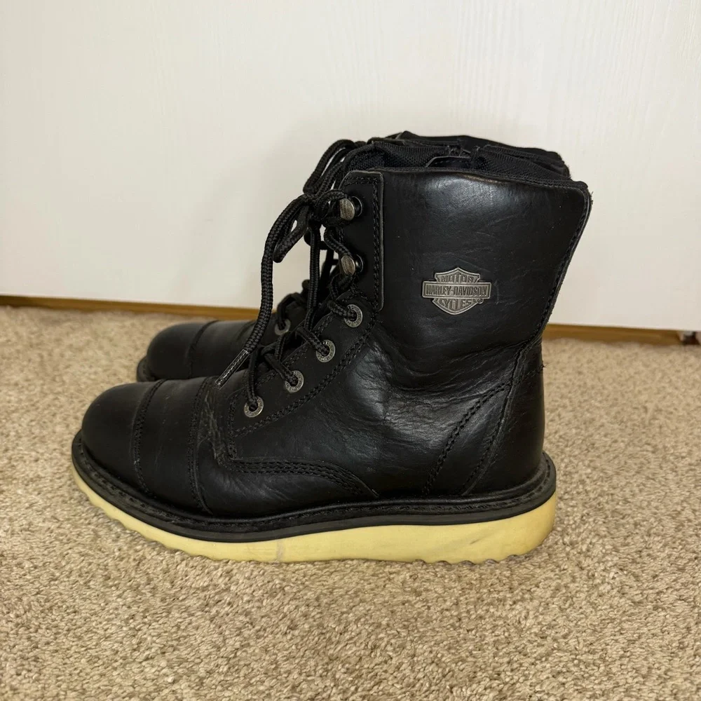 Harley-Davidson Marconi Black Leather Lace-Up Motorcycle Boots